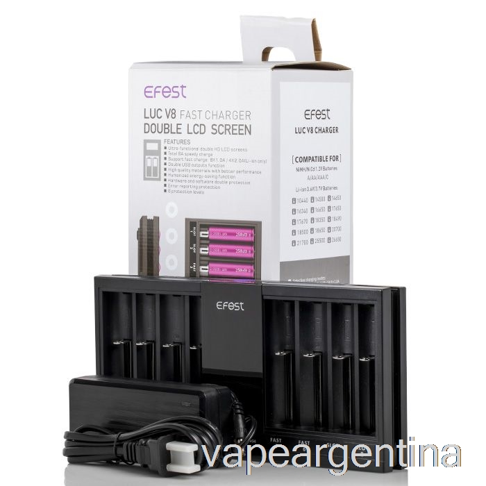 Efest Luc V8 Doble Pantalla Lcd Cargador De Bateria Rapido Vape Argentina
