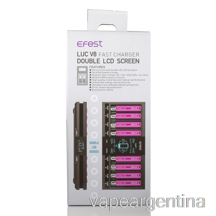 Efest Luc V8 Doble Pantalla Lcd Cargador De Bateria Rapido Vape Argentina