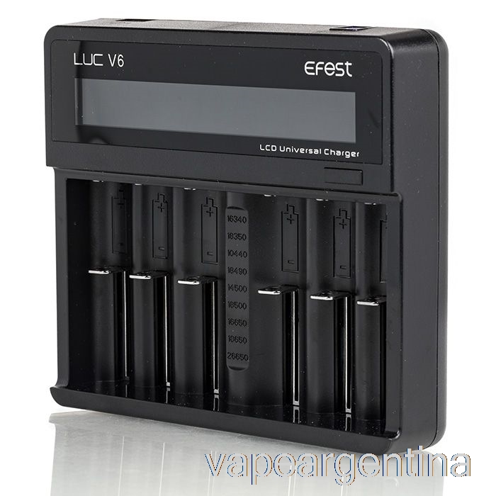 Efest Luc V6 Cargador Universal Lcd De 6 Bahías Vape Descartable