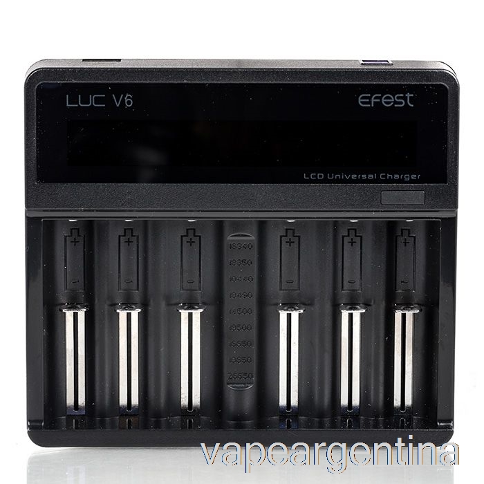 Efest Luc V6 Cargador Universal Lcd De 6 Bahías Vape Descartable