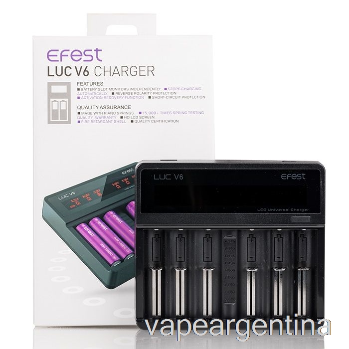 Efest Luc V6 Cargador Universal Lcd De 6 Bahías Vape Descartable