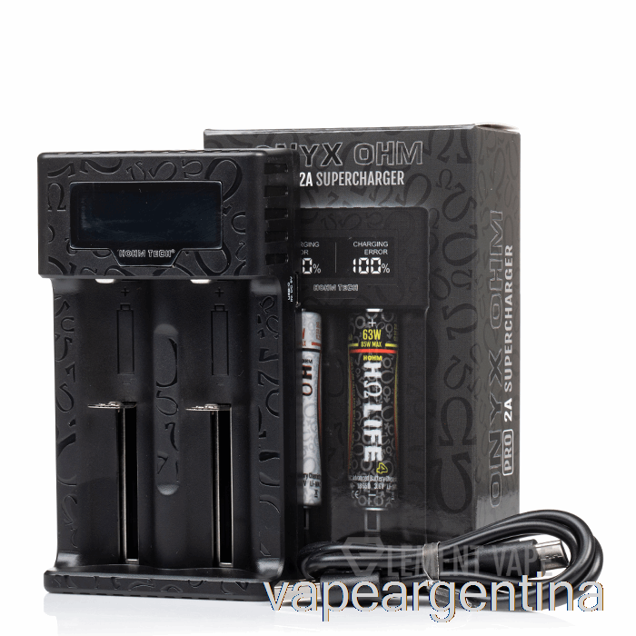 Hohm Tech Onyx Ohm 2a Cargador Con Pantalla De Matriz Cargador De 2 Bahías Vape Descartable