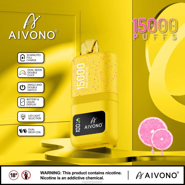 Aivono AIM magic 15000 hielo de limon rosa L08461 - Vape Argentina