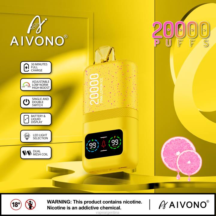 Aivono AIM magic 20000 hielo de limon rosa L08483 - Vape Recargable