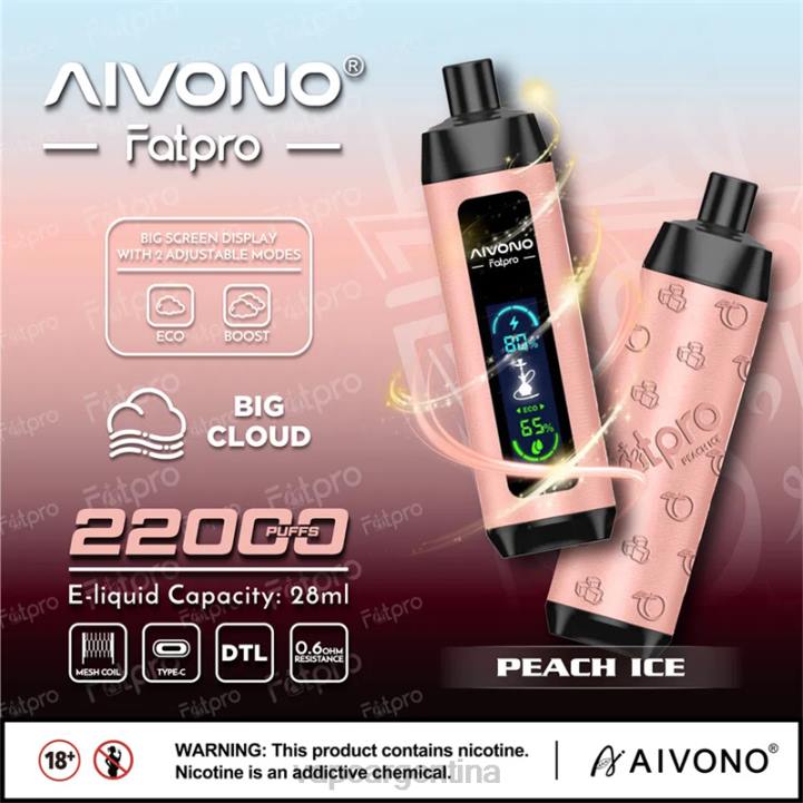Aivono Fatpro 22000 hielo de durazno L0845 - Vape Desechable Argentina