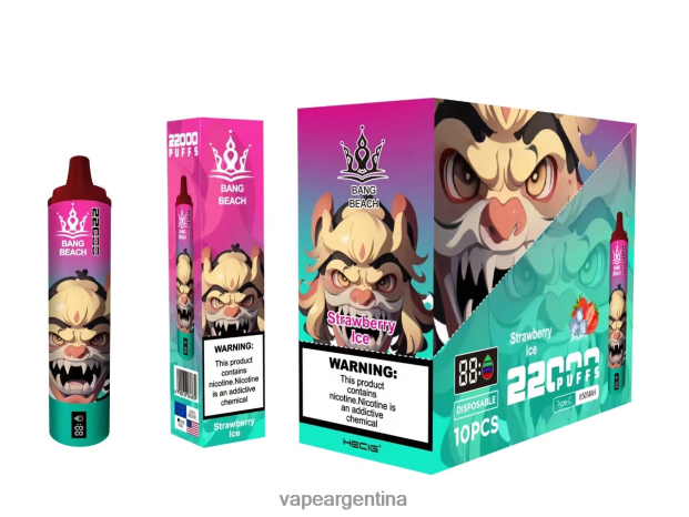 Bang Beach Pantalla inteligente de 22000 inhalaciones hielo de fresa R4B24T20 - Vape Desechable Argentina