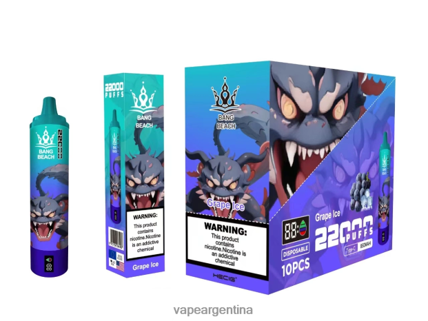 Bang Beach Pantalla inteligente de 22000 inhalaciones hielo de uva R4B24T19 - Vape Pen 22