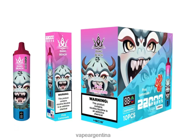 Bang Beach Pantalla inteligente de 22000 inhalaciones limonada rosa R4B24T15 - Vape Desechable Argentina