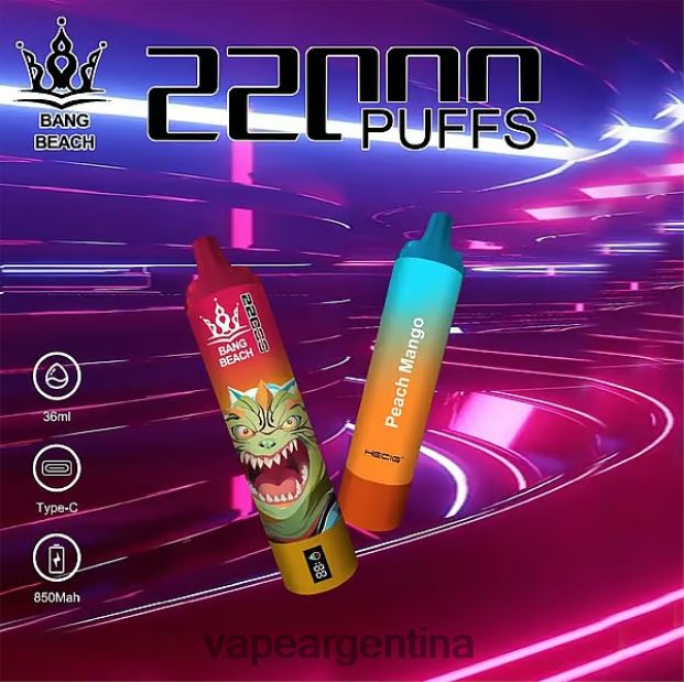 Bang Beach Pantalla inteligente de 22000 inhalaciones mango durazno R4B24T24 - Vape Pen 22