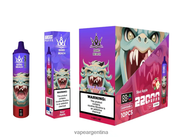 Bang Beach Pantalla inteligente de 22000 inhalaciones manzana agria R4B24T13 - Vape Recargable