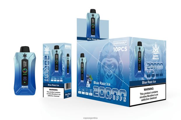 Bang Beach vape elegante de la pantalla de 20000 soplos hielo azul R4B24T11 - Vape Argentina