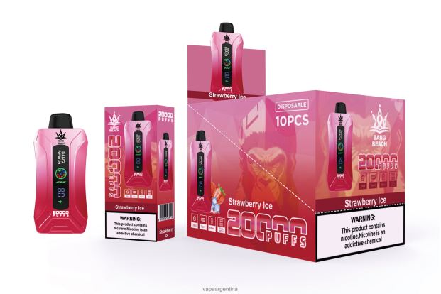 Bang Beach vape elegante de la pantalla de 20000 soplos hielo de fresa R4B24T6 - Vape Argentina