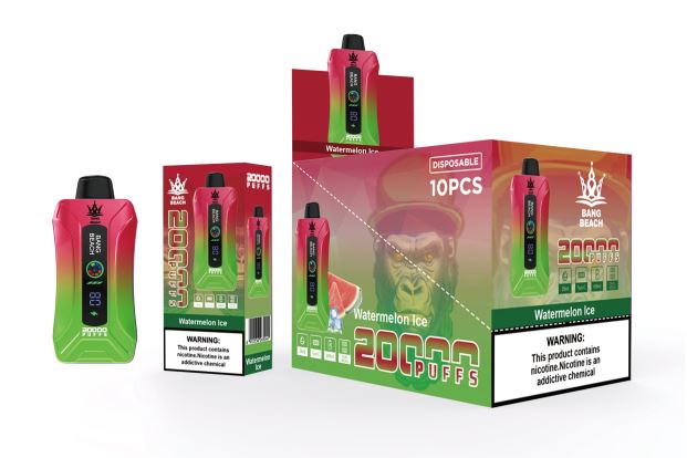 Bang Beach vape elegante de la pantalla de 20000 soplos hielo de sandia R4B24T7 - Vape Descartable