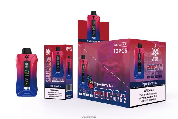Bang Beach vape elegante de la pantalla de 20000 soplos hielo de triple baya R4B24T8 - Vape Recargable