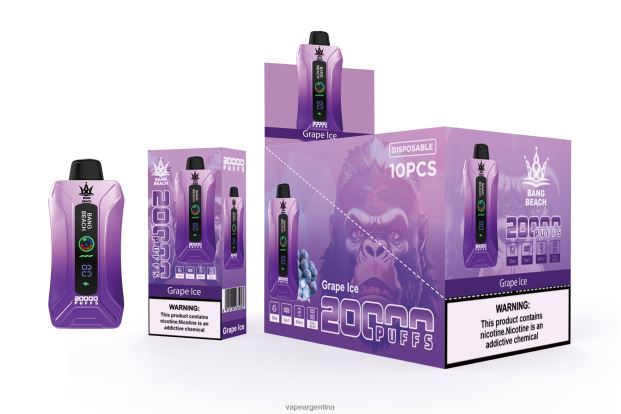 Bang Beach vape elegante de la pantalla de 20000 soplos hielo de uva R4B24T10 - Vape Desechable Argentina
