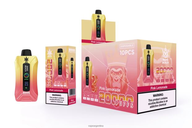 Bang Beach vape elegante de la pantalla de 20000 soplos limonada rosa R4B24T4 - Vape Pen 22