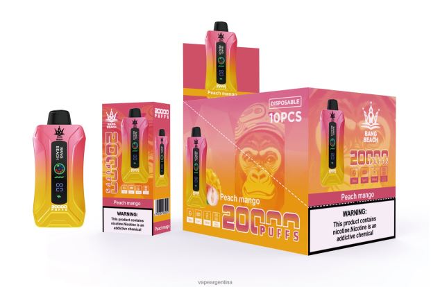 Bang Beach vape elegante de la pantalla de 20000 soplos mango durazno R4B24T2 - Vape Descartable