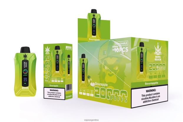 Bang Beach vape elegante de la pantalla de 20000 soplos manzana agria R4B24T1 - Vape Argentina