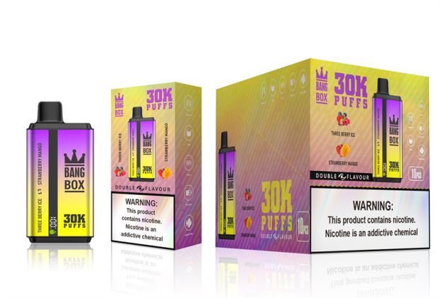 Bang Box 30000 inhalaciones de dos sabores. helado de tres bayas y mango de fresa R4B24T67 - Vape Descartable