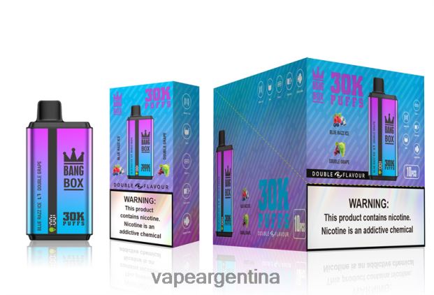 Bang Box 30000 inhalaciones de dos sabores. hielo azul razz y uva doble R4B24T72 - Vape Descartable