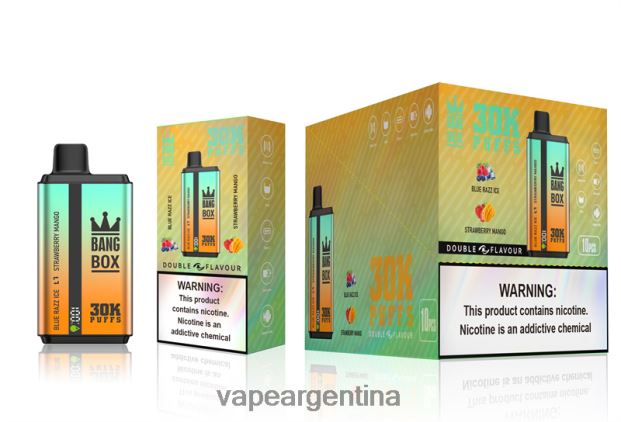 Bang Box 30000 inhalaciones de dos sabores. hielo blue razz y mango fresa R4B24T73 - Vape Recargable