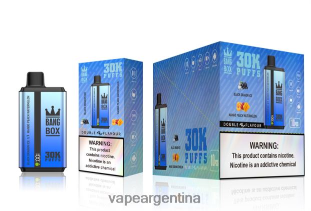 Bang Box 30000 inhalaciones de dos sabores. sandía black dragon ice & mango melocotón R4B24T71 - Vape Argentina
