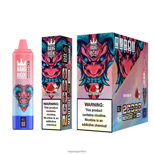 Bang Box Pantalla inteligente de 20000 inhalaciones hielo de sandia R4B24T56 - Vape Argentina