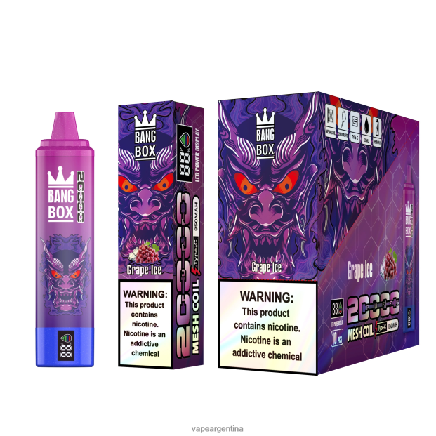 Bang Box Pantalla inteligente de 20000 inhalaciones hielo de uva R4B24T61 - Vape Argentina