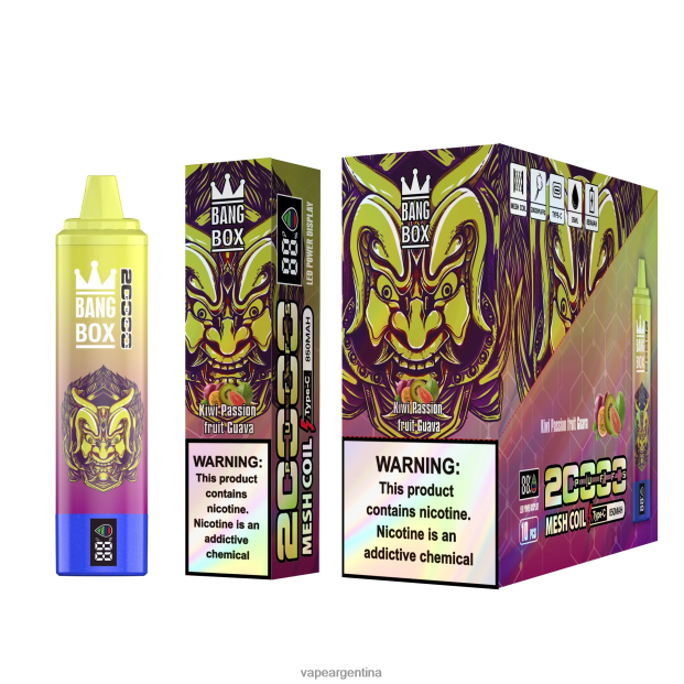 Bang Box Pantalla inteligente de 20000 inhalaciones kiwi maracuyá guayaba R4B24T50 - Vape Desechable Argentina