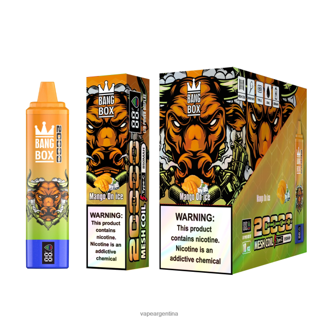 Bang Box Pantalla inteligente de 20000 inhalaciones mango en hielo R4B24T54 - Vape Pen 22
