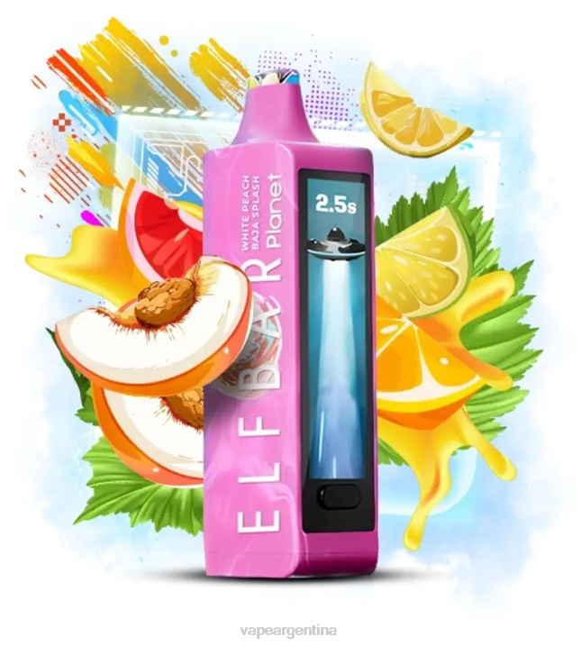 Elf Bar Planet 25000 salpicadura de melocotón blanco baja RF4P20 Vape Desechable Argentina