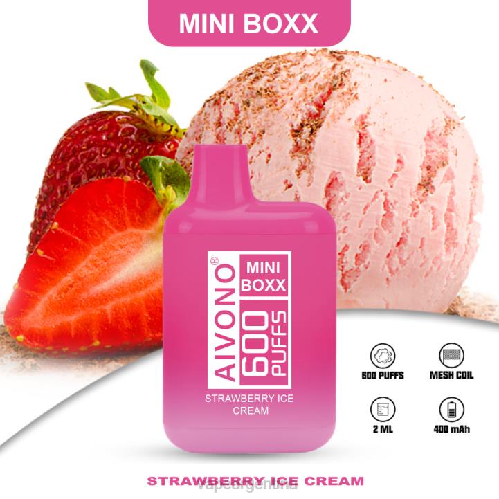 Aivono AIM MINI BOXX 600 helado de fresa L084232 - Vape Descartable