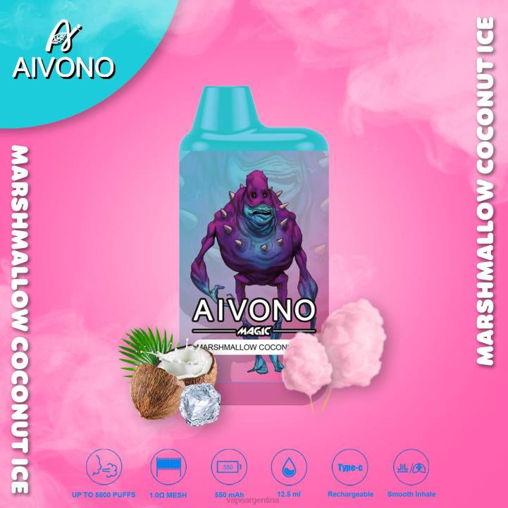 Aivono AIM MAGIC cigarrillo de caja de 5800 bocas hielo de coco de malvavisco L08495 - Vape Desechable Argentina
