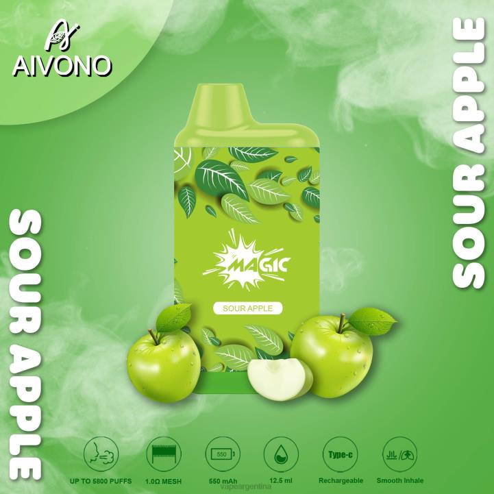 Aivono AIM MAGIC cigarrillo de caja de 5800 bocas manzana agria L08487 - Vape Descartable