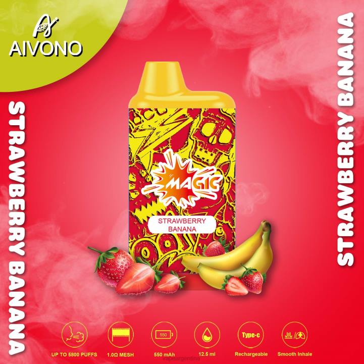 Aivono AIM MAGIC cigarrillo de caja de 5800 bocas plátano fresa L08493 - Vape Recargable