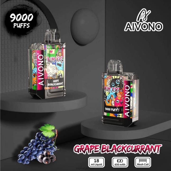 Aivono AIM XXL 9000 pegatina boca transparente grosella negra de uva L08456 - Vape Argentina