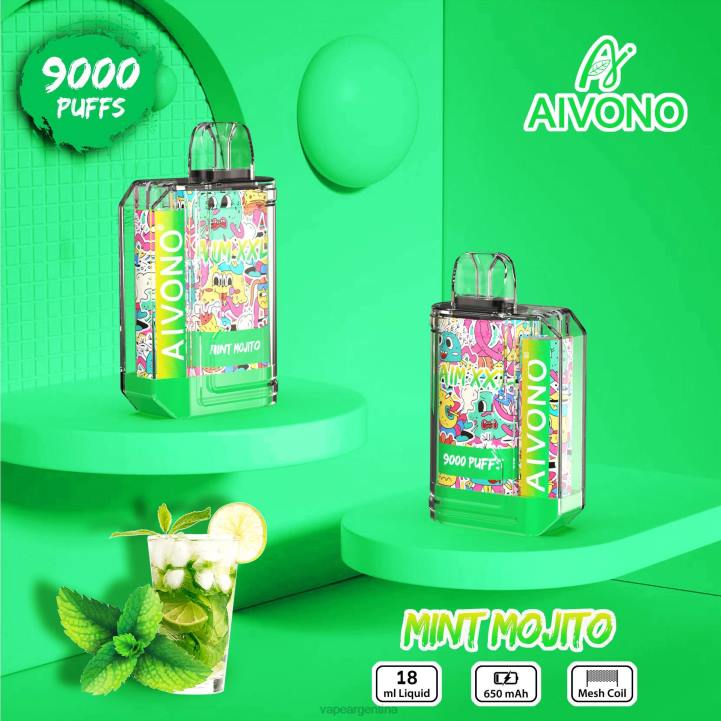 Aivono AIM XXL 9000 pegatina boca transparente mojito de menta L08455 - Vape Desechable Argentina