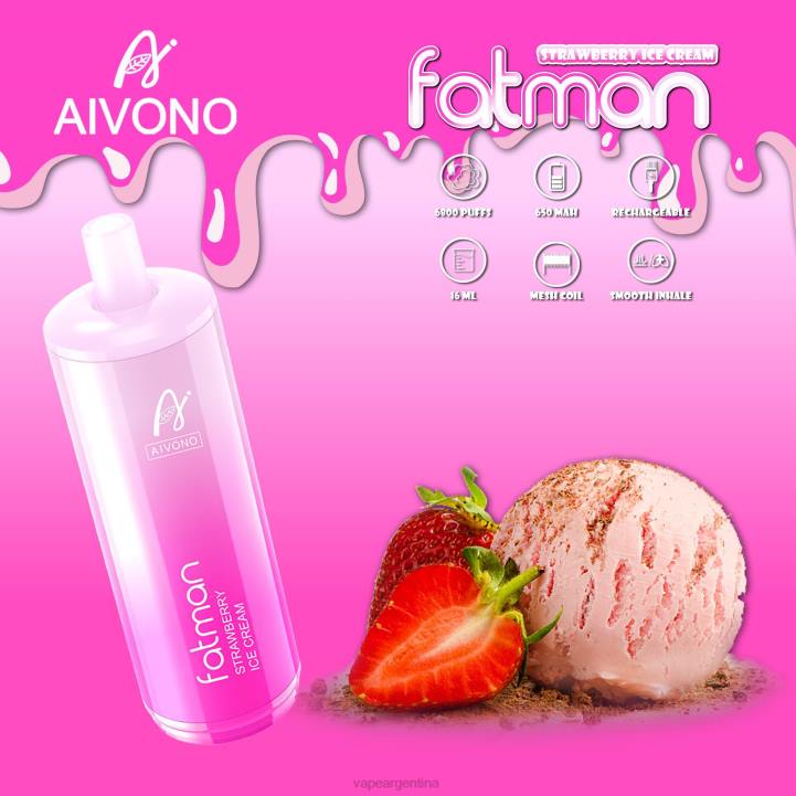 Aivono FATMAN 6800 helado de fresa L08421 - Vape Argentina